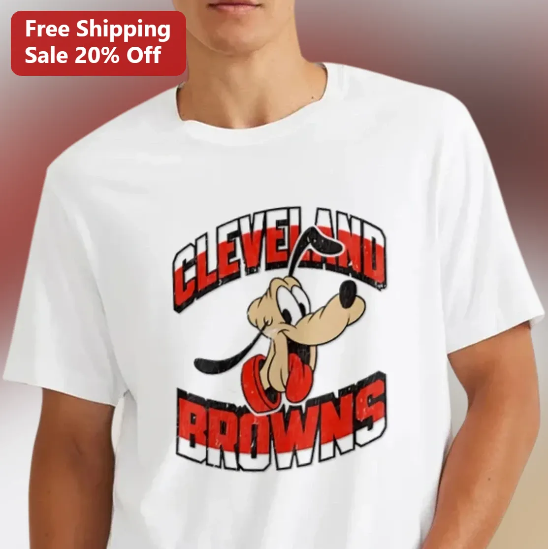 Cleveland Browns Tee Vintage Pluto Dog Cartoon Graphic Gift for Men Women NFL Football Fans