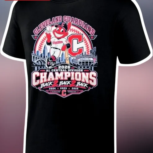 Cleveland Guardians 2026 AL Central Division Champions Back 2 Back 2 Back Tee