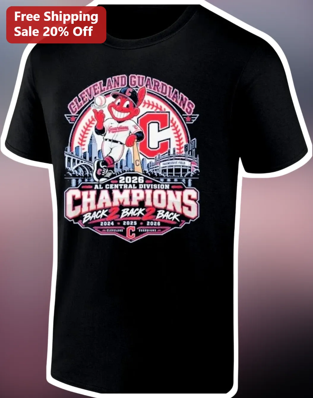 Cleveland Guardians 2026 AL Central Division Champions Back 2 Back 2 Back Tee
