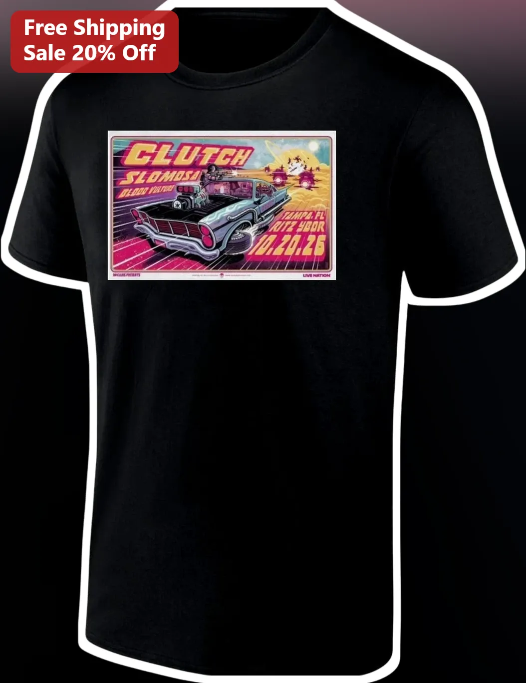 Clutch Slomosa Blood Vulture Tee Vintage Rock Band Concert Poster Graphic Shirt