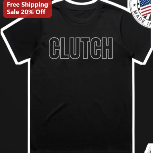 Clutch Tee Black White Outline Typography Graphic T-Shirt for Gamers and Basketball Fans