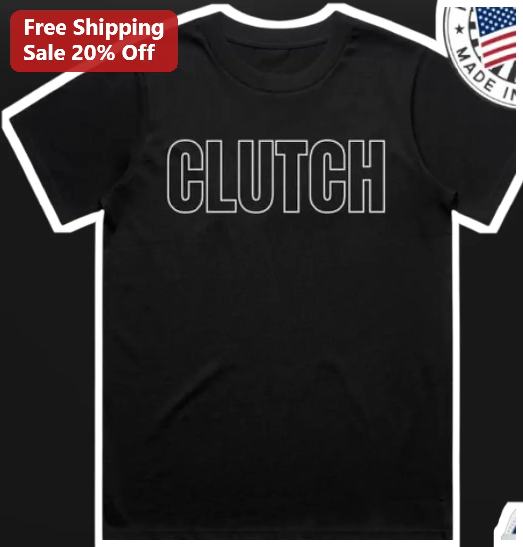 Clutch Tee Black White Outline Typography Graphic T-Shirt for Gamers and Basketball Fans
