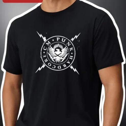 CM Punk Hardcore Tee Straight Edge Seal of Graphic T-Shirt for Men