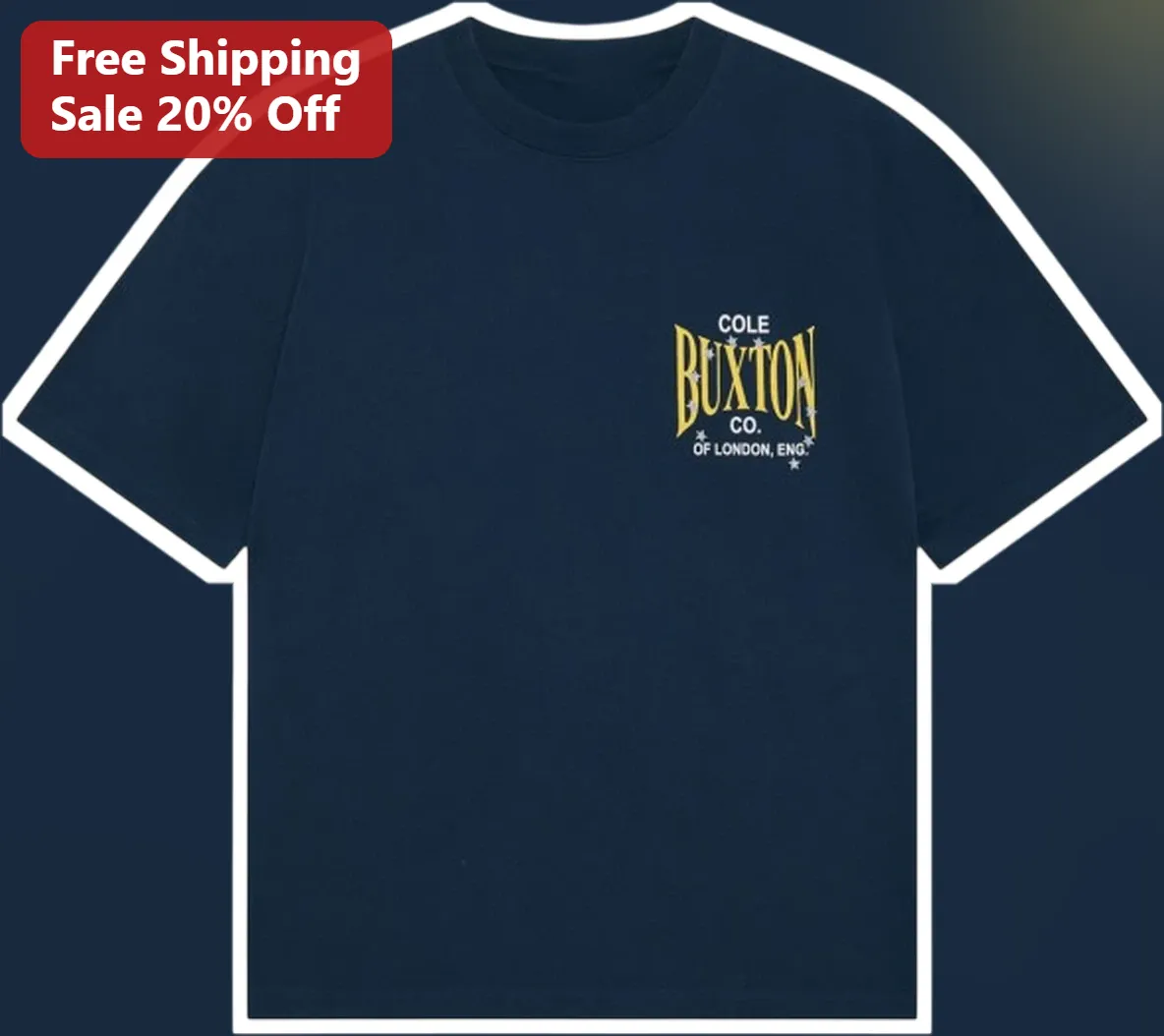 Cole Buxton Co Of London Eng Vintage Logo Tee Luxury British Streetwear Navy Graphic T-Shirt