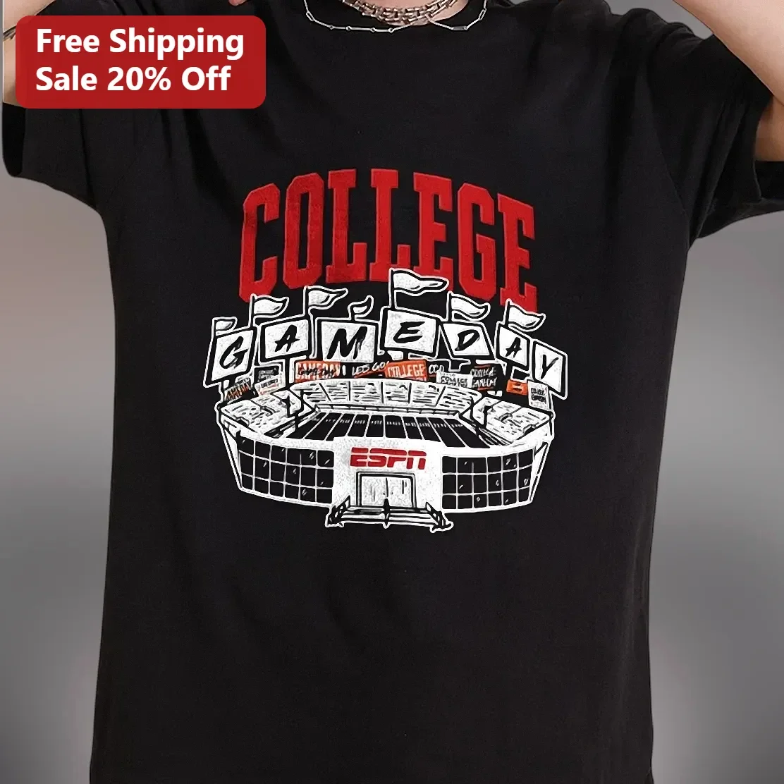 College Game Day Football Stadium Graphic Tee for Men Women Fans