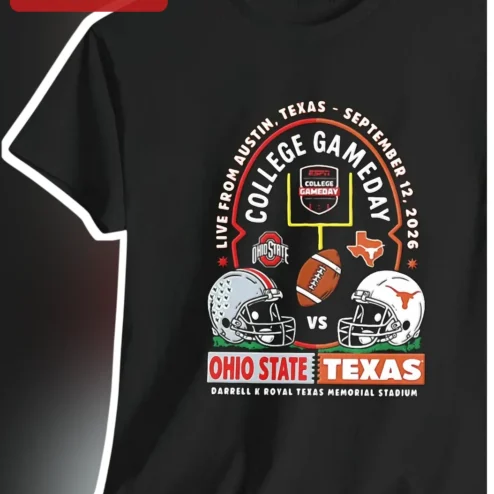 College GameDay Live From Austin Ohio State Vs Texas Tee Darrell K Royal Memorial Stadium Fan Gear