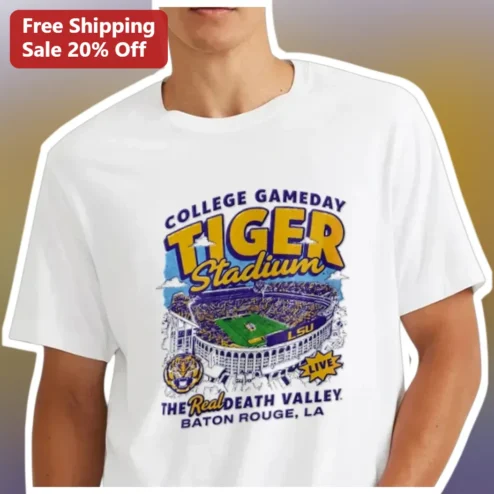 College Gameday Tiger Stadium Death Valley Baton Rouge LSU Vintage Graphic Tee