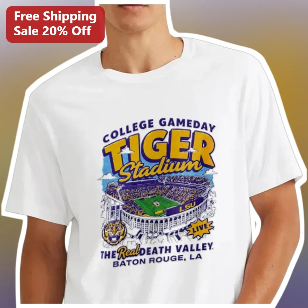 College Gameday Tiger Stadium Death Valley Baton Rouge LSU Vintage Graphic Tee