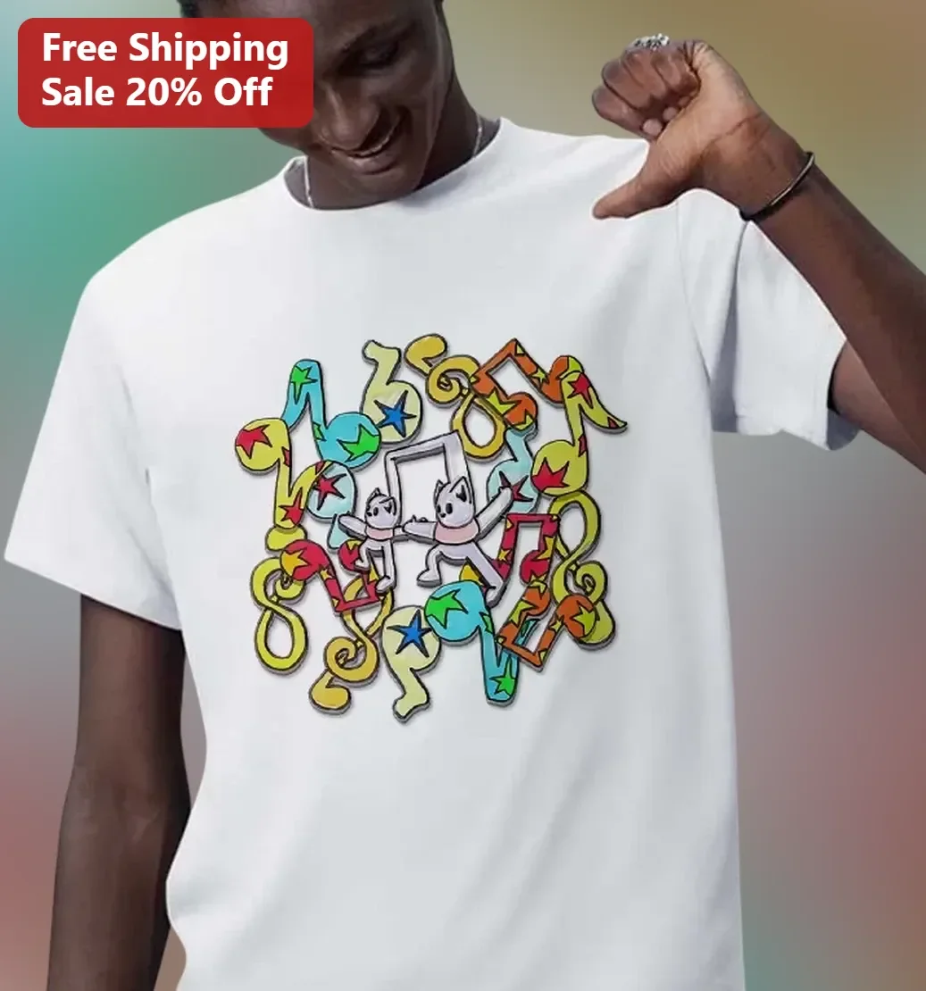 Colorful Cartoon Abstract Graphic Tee Playful Retro Streetwear Shirt