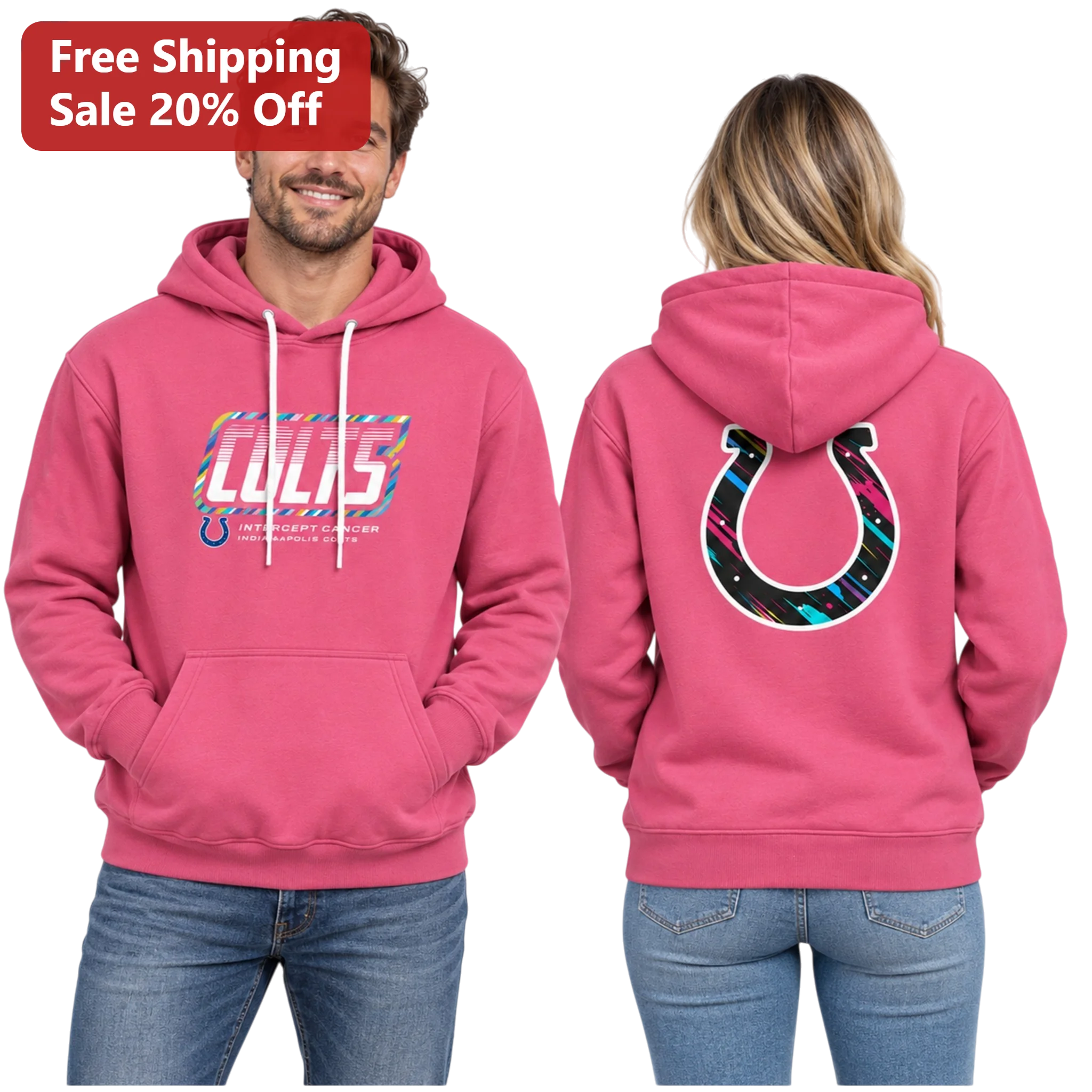Colts Intercept Cancer Hoodie NFL Crucial Catch Awareness Pink Pullover