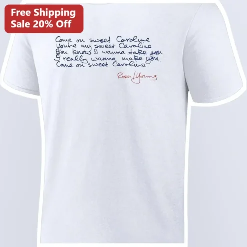 Come On Sweet Caroline Neil Young Signature Handwritten Lyrics Tee Classic Rock Gift