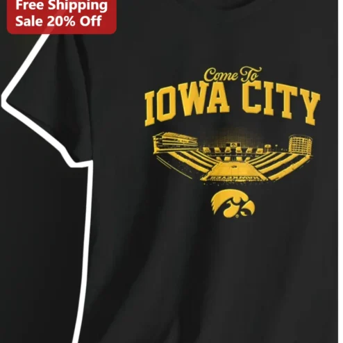 Come To IOWA CITY Tee University of Iowa Hawkeyes Vintage Collegiate Souvenir Shirt
