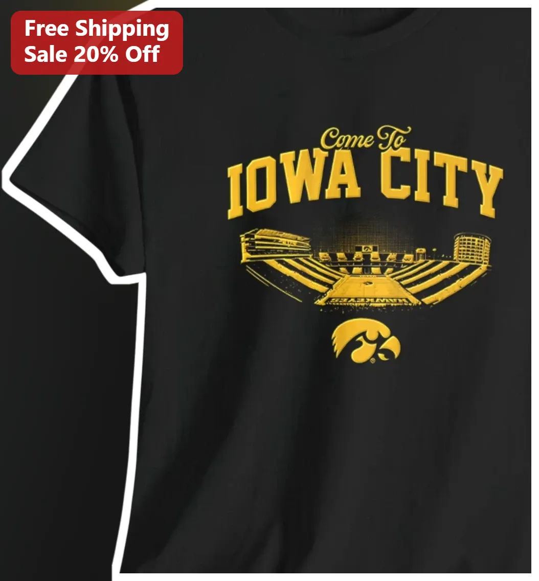 Come To IOWA CITY Tee University of Iowa Hawkeyes Vintage Collegiate Souvenir Shirt