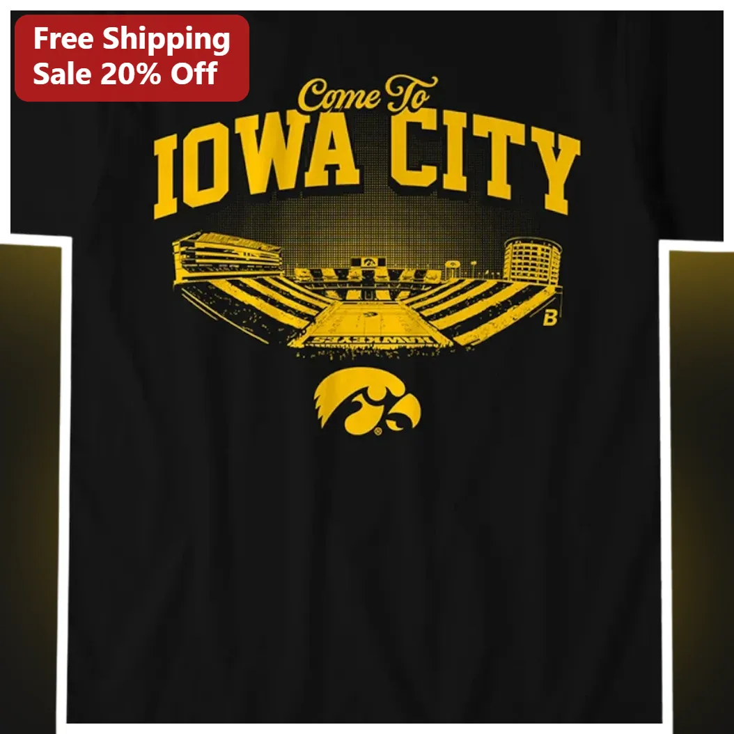 Come To IOWA CITY Tee Vintage Kinnick Stadium Graphic Shirt University of Iowa Alumni Gift