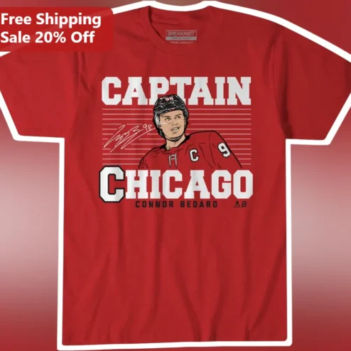 Connor Bedard Captain Chicago Graphic Tee NHL Fan Gear