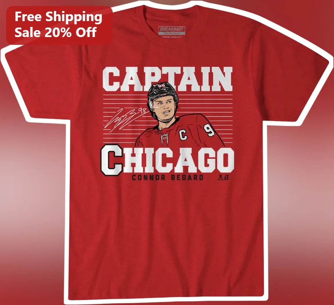 Connor Bedard Captain Chicago Graphic Tee NHL Fan Gear