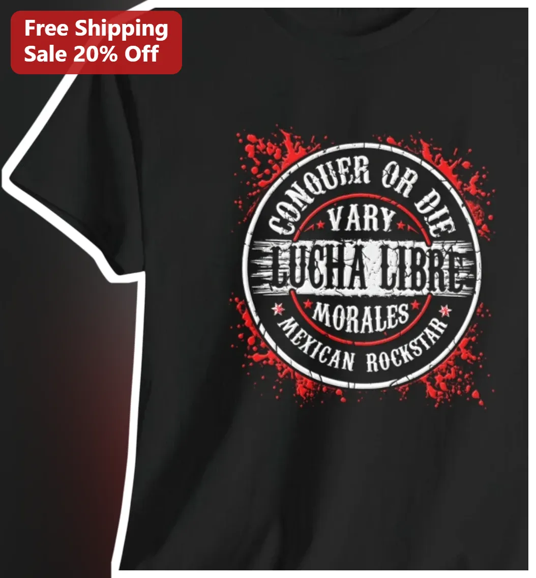 Conquer Or Die Lucha Libre Mexican Rockstar Tee Grunge Vintage Badge Wrestling Shirt