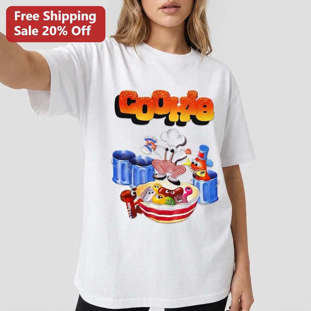Cookie Tee Funny Cartoon Chef 3D Bubble Streetwear Graphic T-Shirt Unisex Gift for Men Women