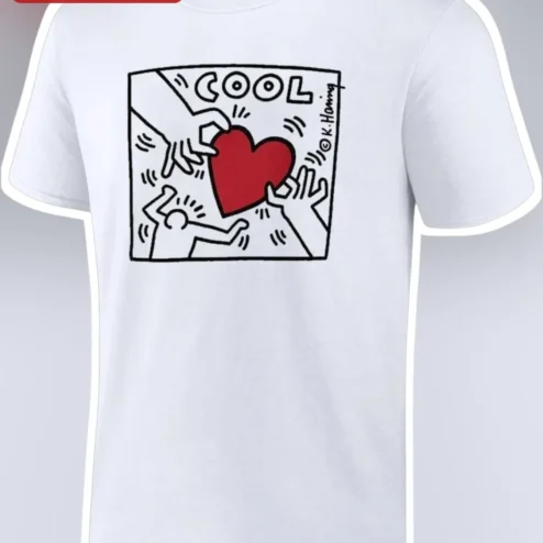 Cool Keith Haring Pop Art Heart Graphic Tee Retro Line Art Shirt for Men Women
