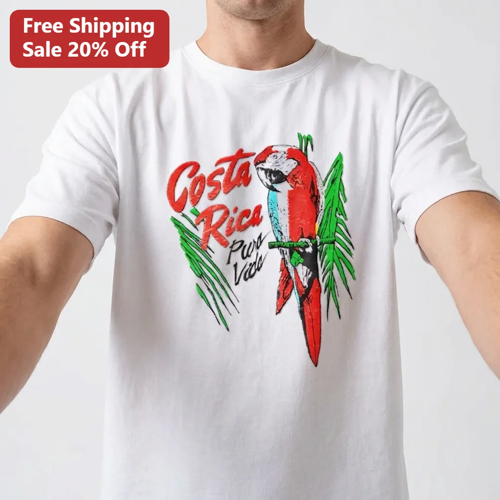 Costa Rica Pura Vida Tee Vintage Scarlet Macaw Parrot Tropical Bird Shirt Souvenir Gift for Travelers