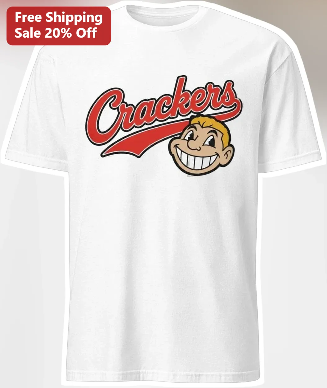 Crackers Tee Mr. Cracker Vintage Atlanta Baseball Mascot Graphic T-Shirt Retro Sports Apparel