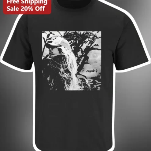 Crank Tee Grunge Band Graphic T-Shirt Black and White Punk Rock Merch