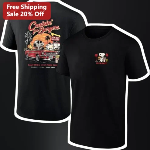 Cruisin' for Burgers Snoopy California Drive-Thru Club Retro Graphic Tee