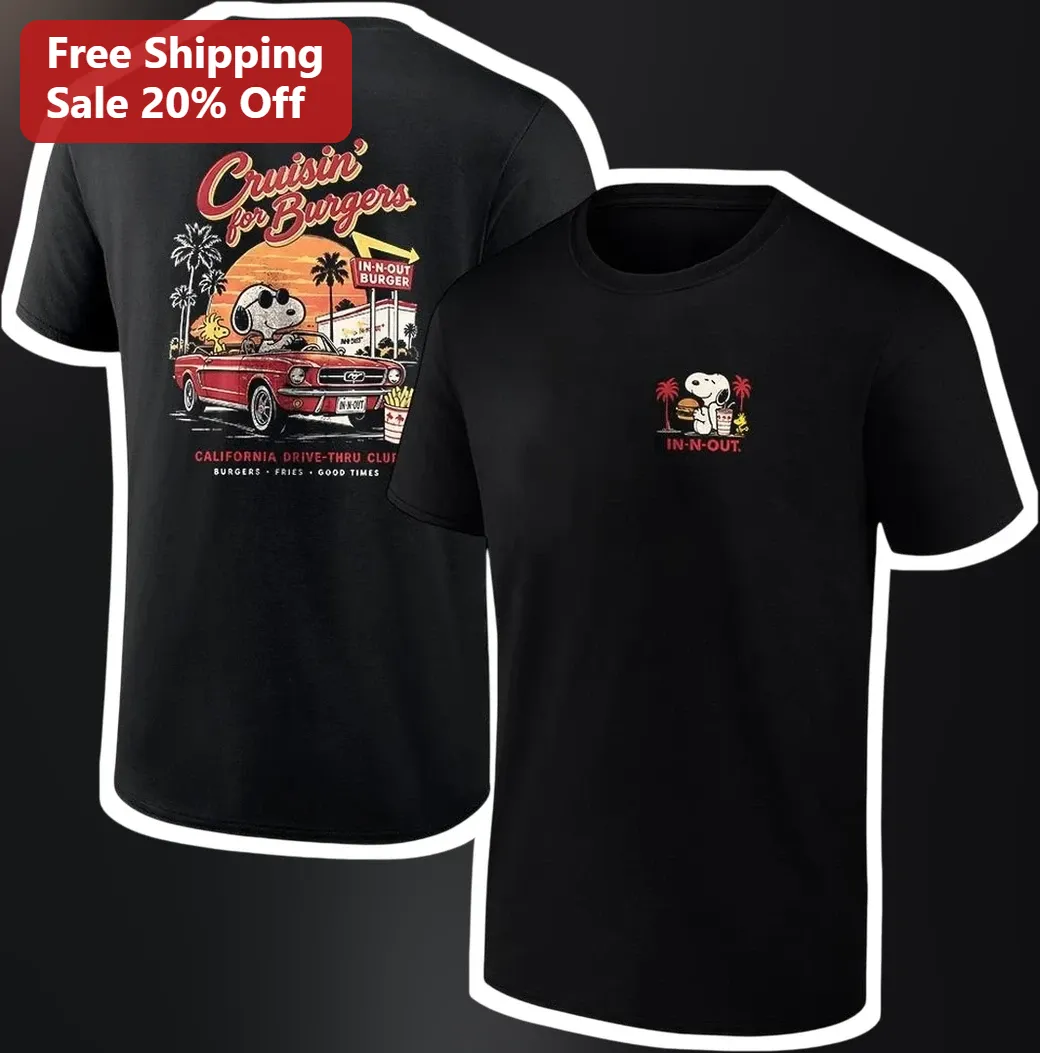 Cruisin' for Burgers Snoopy California Drive-Thru Club Retro Graphic Tee