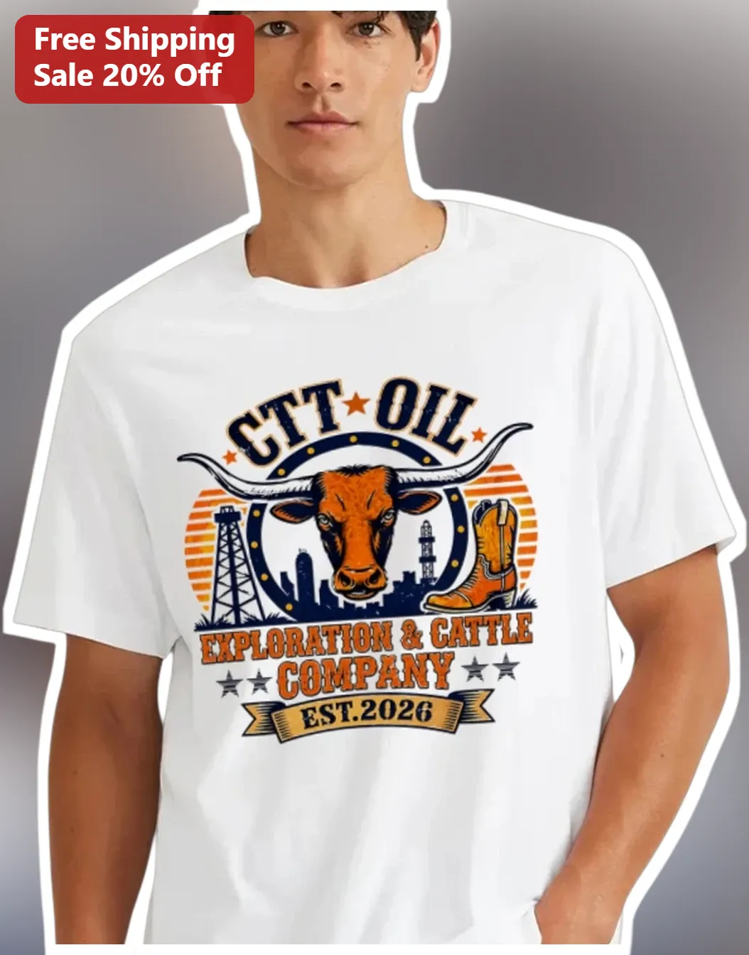 CTT Oil Exploration Cattle Company Vintage Western Tee Landman Fan Apparel
