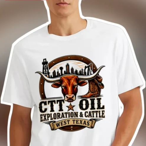 CTT Oil Exploration Cattle West Texas Tee Landman Series Inspired Vintage Graphic Shirt