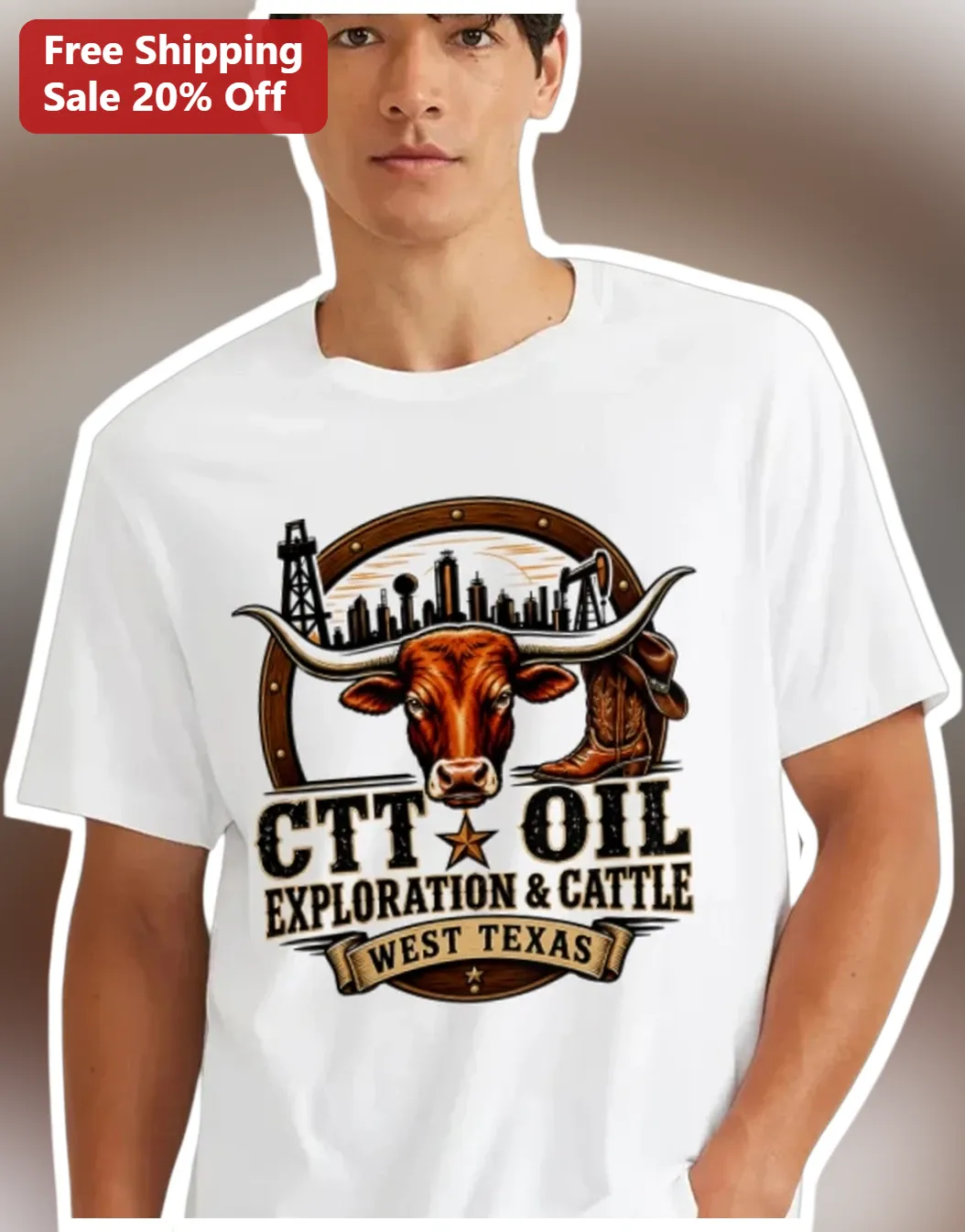 CTT Oil Exploration Cattle West Texas Tee Landman Series Inspired Vintage Graphic Shirt