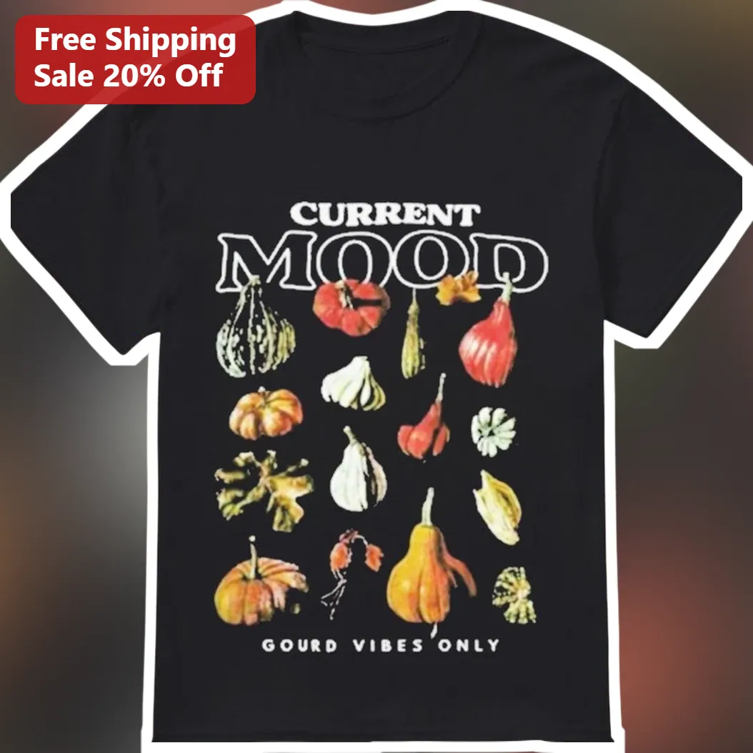 Current Mood Gourd Vibes Only Graphic Tee Retro Pumpkin Squash Harvest Shirt