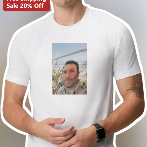 Custom Photo Print Man With Beard Outdoor Bridge Graphic Tee Personalized Gift