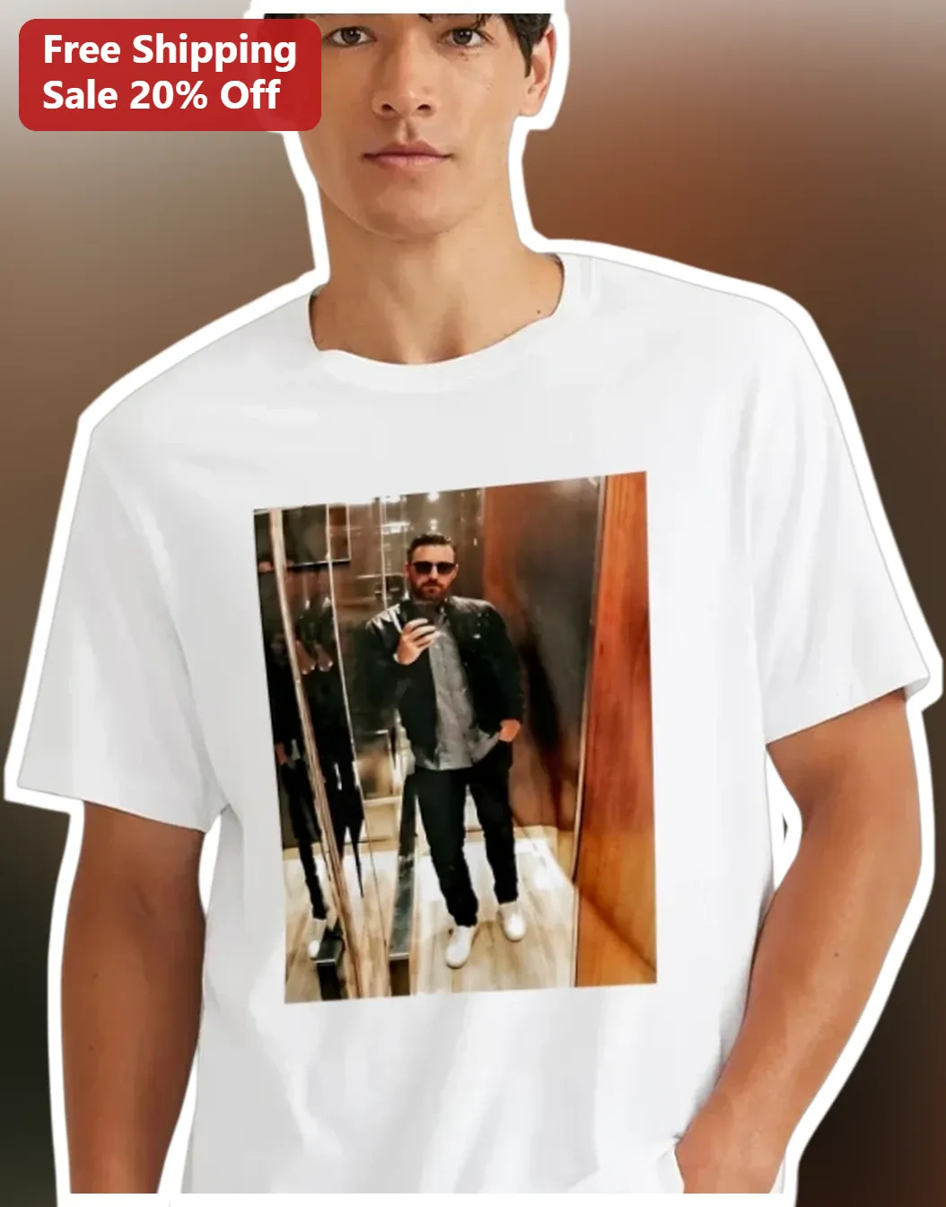 Custom Photo White Crew Neck Tee Personalized Picture Graphic Shirt