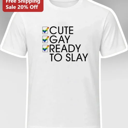 Cute Gay Ready To Slay Tee LGBT Pride Month Gift Y2K Novelty Rainbow Checkmark Shirt