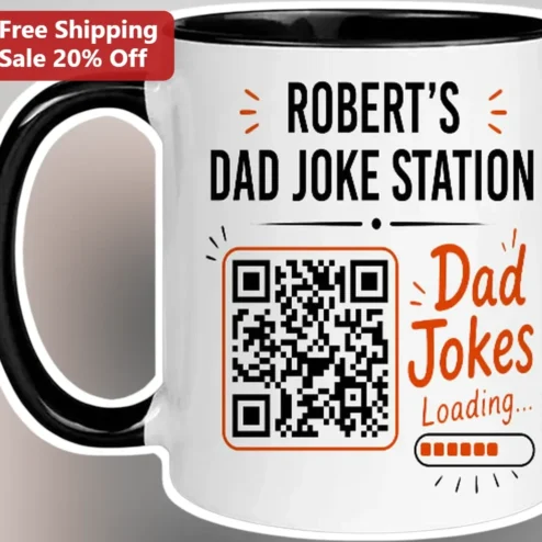 Dad Jokes Loading... QR Code Mug Funny Interactive Coffee Cup Gift for Dad Father's Day Birthday