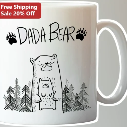 Dada Bear Mug Father's Day Gift for New Dad Daddy Bear and Cub Ceramic Coffee Cup