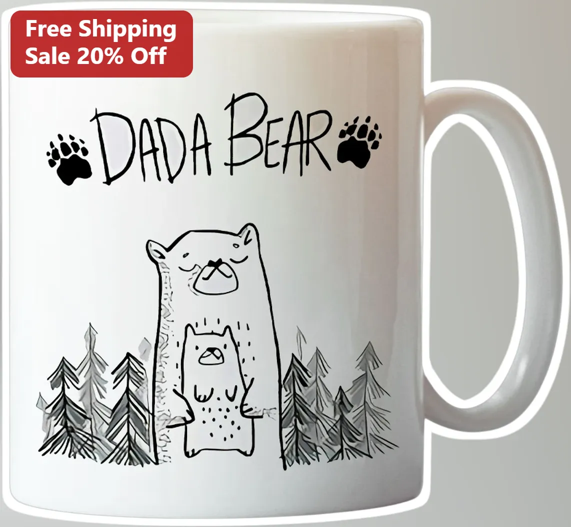 Dada Bear Mug Father's Day Gift for New Dad Daddy Bear and Cub Ceramic Coffee Cup