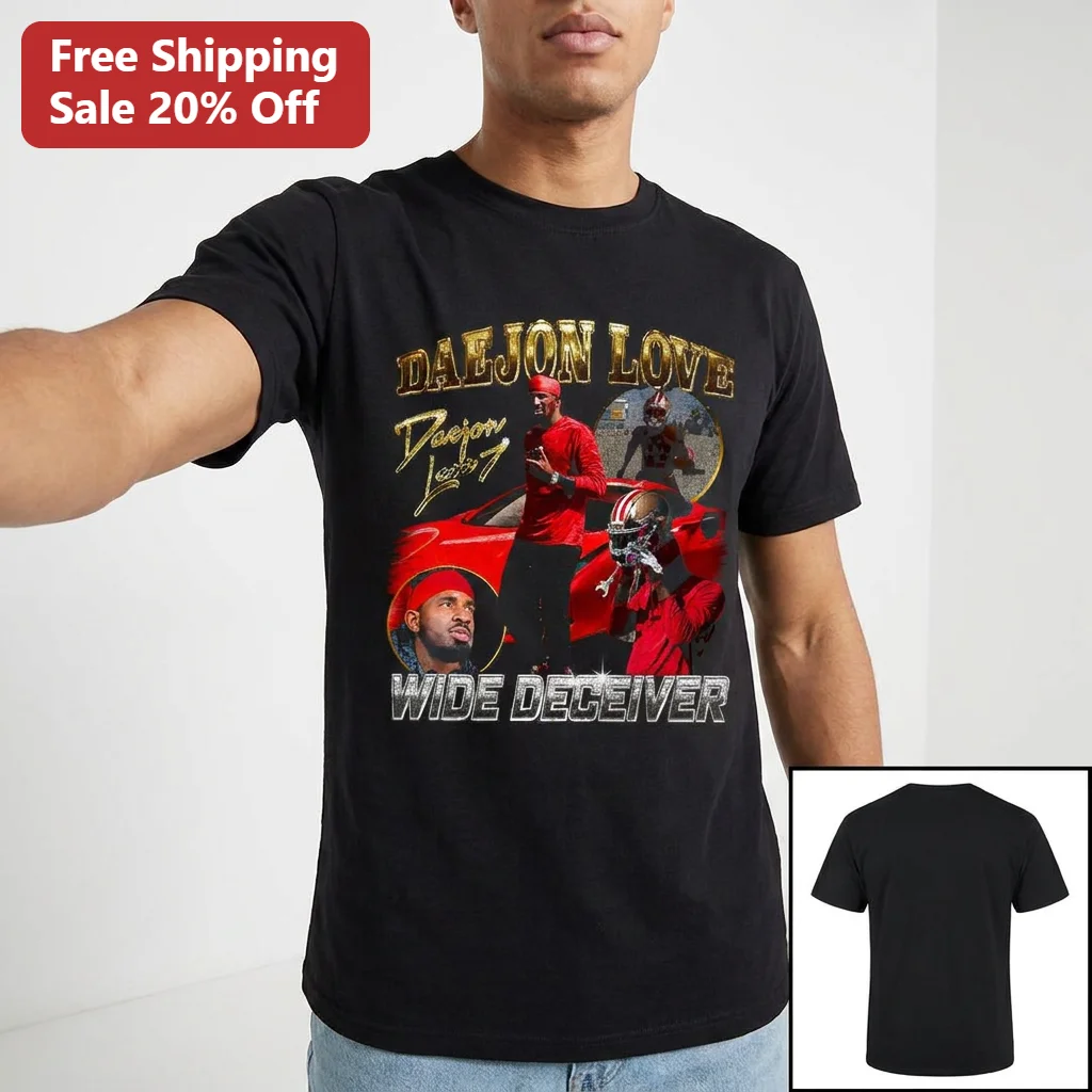 Daejon Love Wide Deceiver Tee Vintage Sports Collage Gift for Football Fans