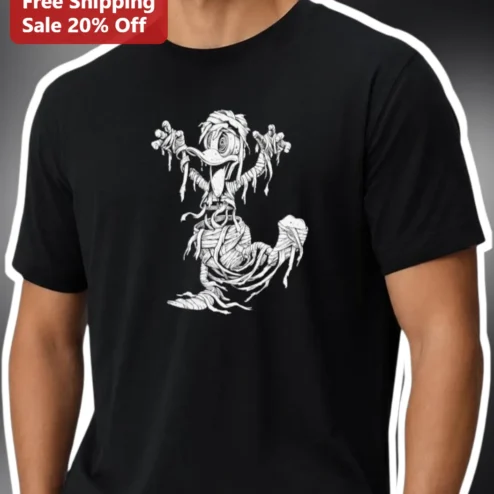 Daffy Duck Mummy Horror Graphic Tee Looney Tunes Halloween Shirt