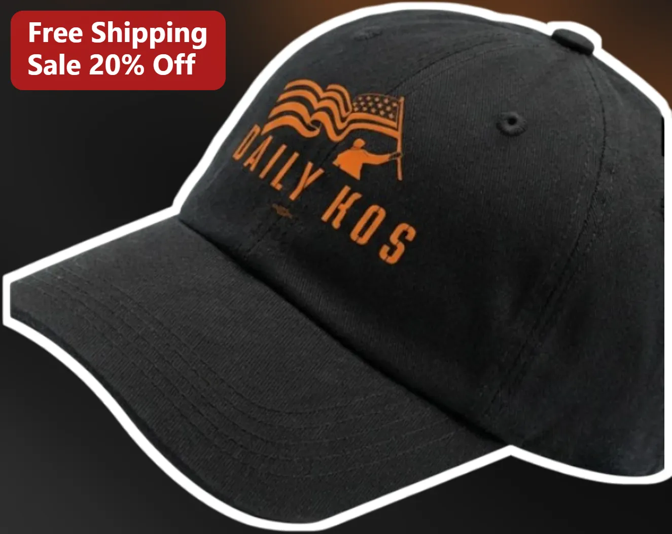 Daily Kos Hat Distressed American Flag Baseball Cap Progressive Liberal Political Gift