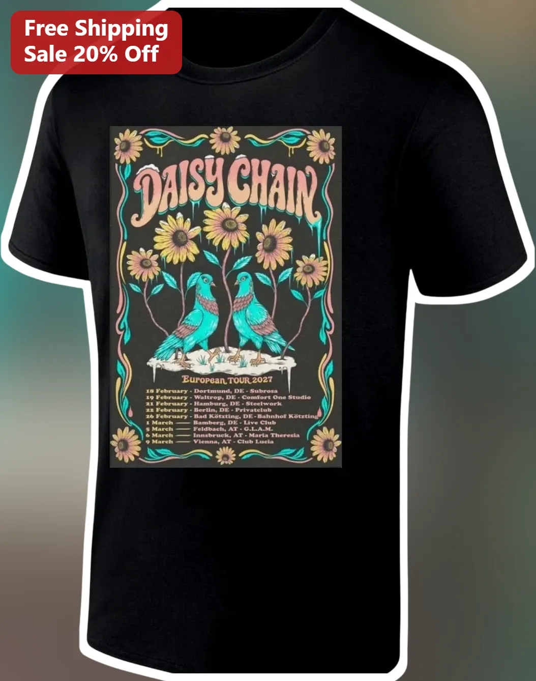Daisy Chain European Tour 2027 Vintage Band Graphic Tee