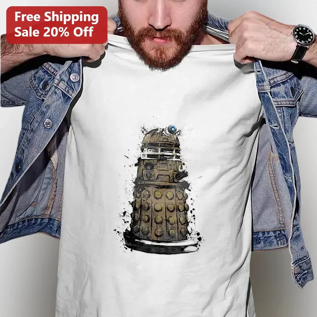 Dalek Watercolor Art Graphic Tee Doctor Who Whovian Gift for Men Women