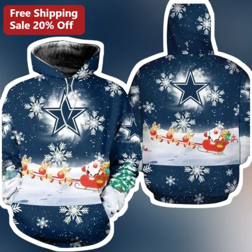 Dallas Cowboys Christmas Hoodie Santa Claus Reindeer Ugly Sweater Style Pullover Gift for Men Women NFL Fans