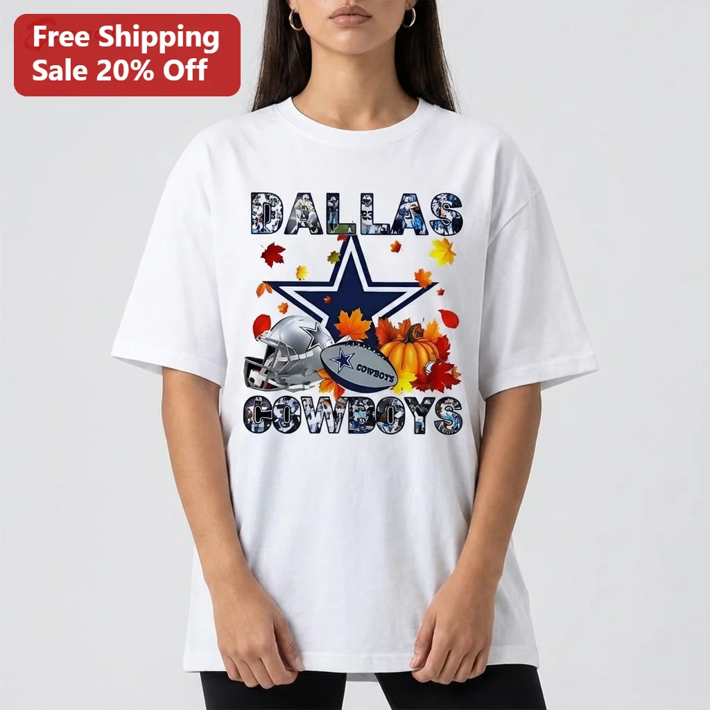 Dallas Cowboys Fall Football Graphic Tee, Autumn Pumpkin Game Day Shirt Gift