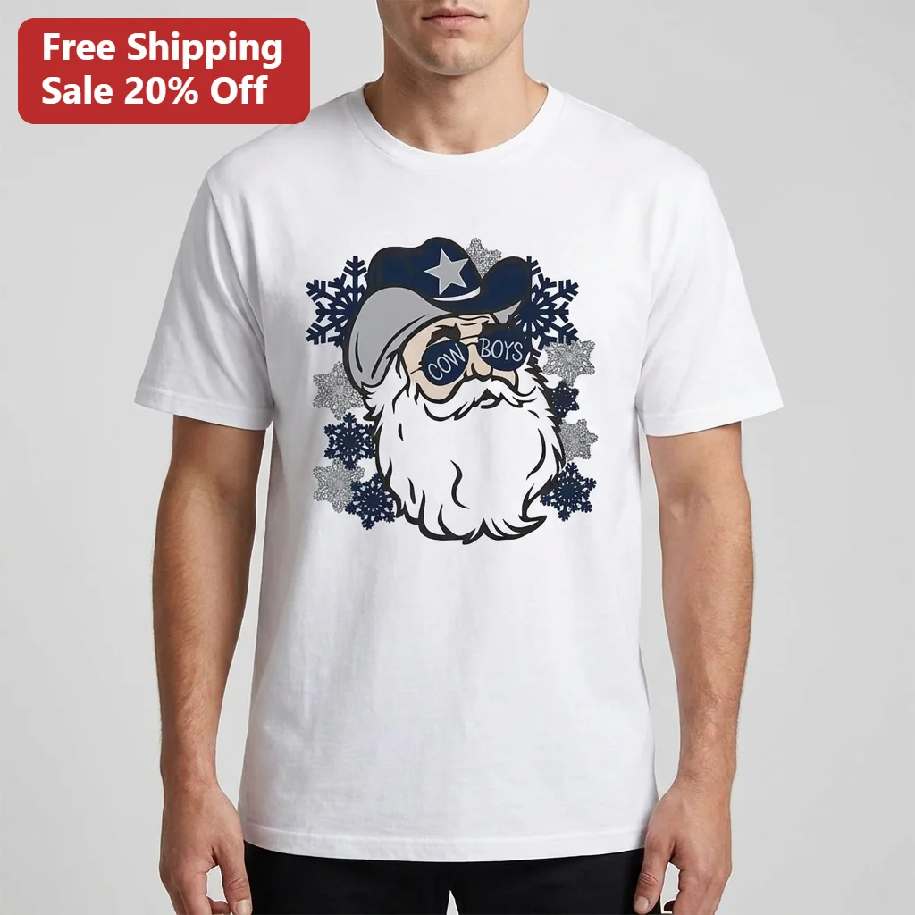 Dallas Cowboys Santa Claus Christmas Tee, Funny Holiday Football Fan Graphic Shirt Gift