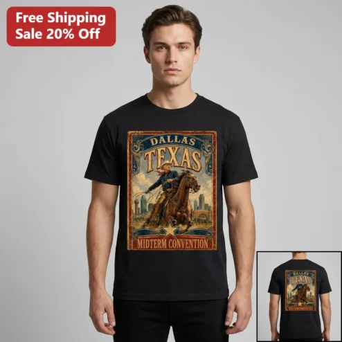 Dallas Texas Midterm Convention Tee Vintage Cowboy Dallas Skyline Western Souvenir Gift for Texans