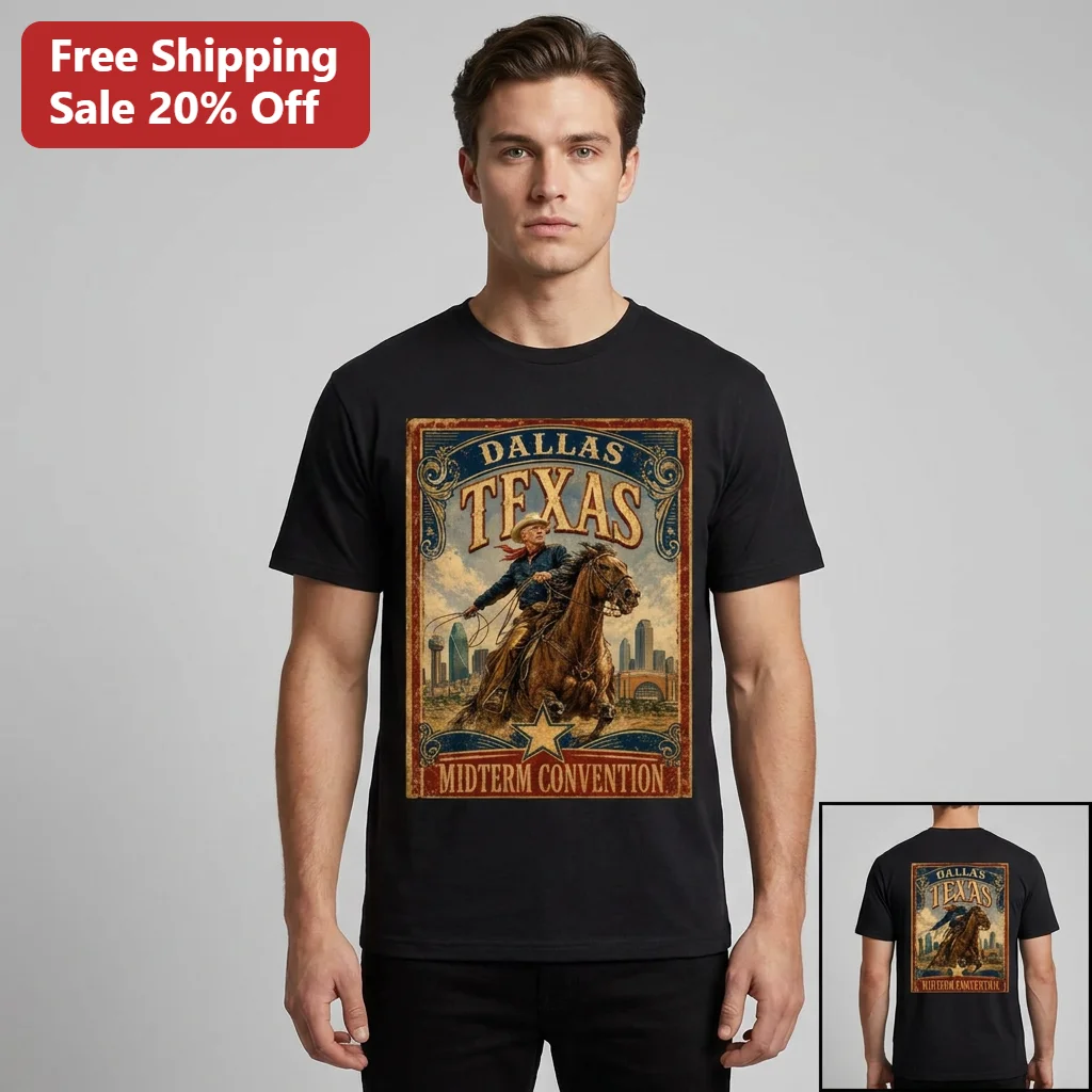 Dallas Texas Midterm Convention Tee Vintage Cowboy Dallas Skyline Western Souvenir Gift for Texans