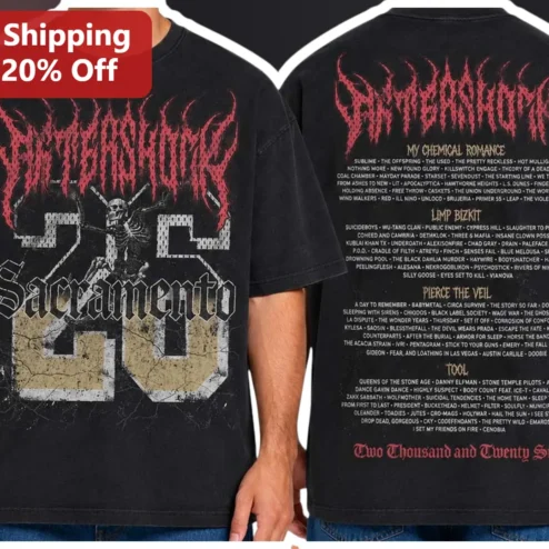 DAMNANNOMY Sacramento Two Thousand and Twenty Six Tee Rock Band Pop Punk Metalcore Vintage Tour Merch