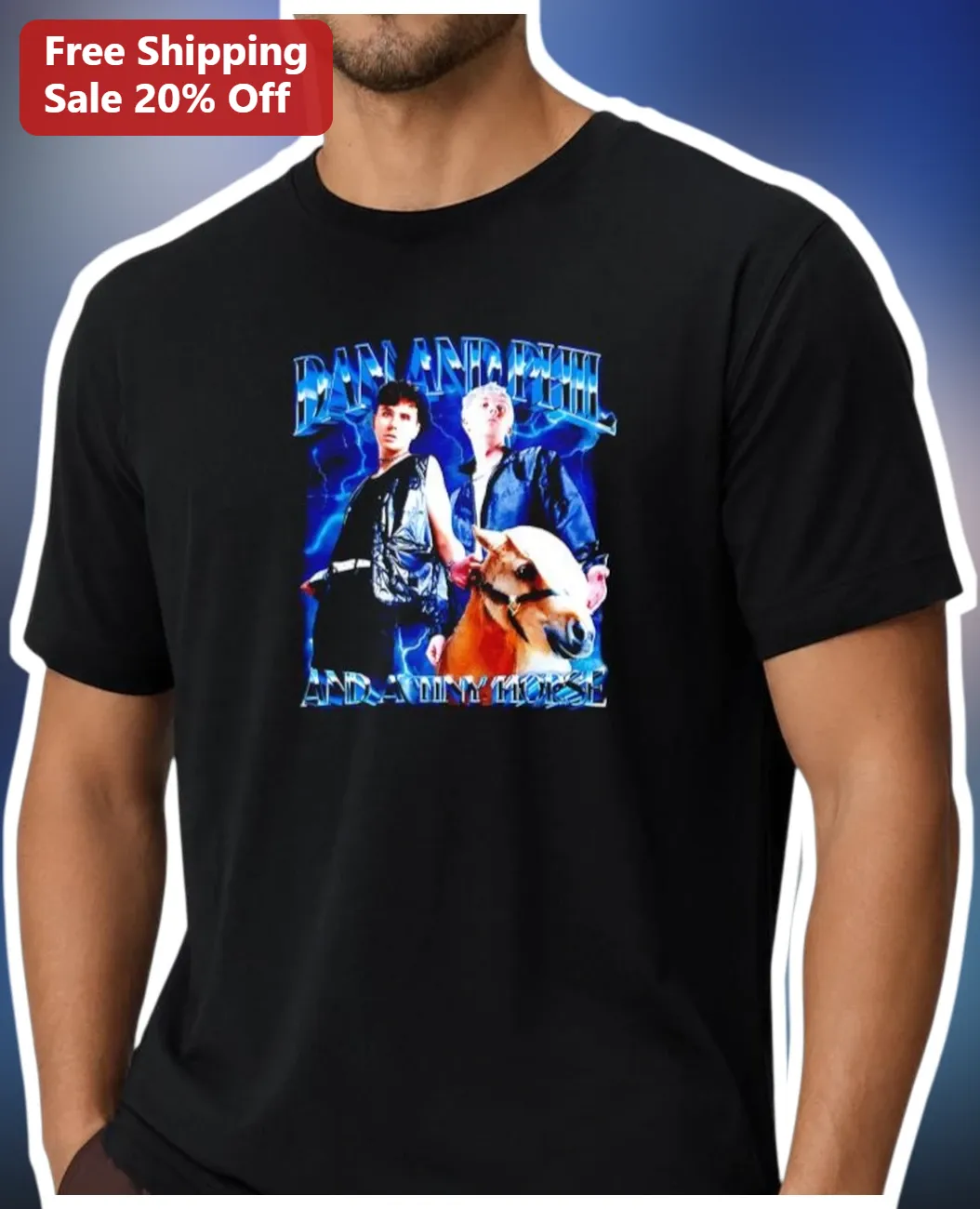 Dan and Phil and a Tiny Horse Tee Retro YouTube Meme Shirt Gift for Fans